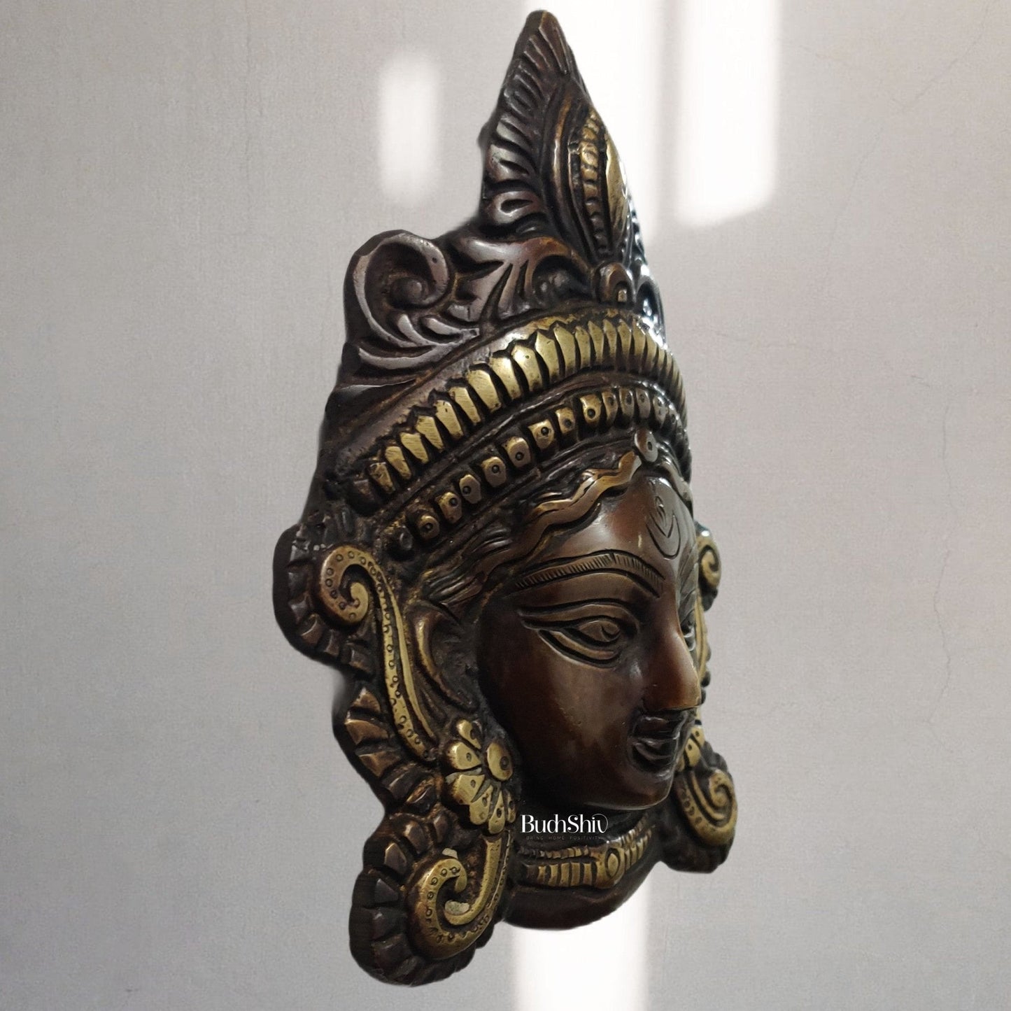 Durga Maa Face Wall Mount Chocolate Antique Finish