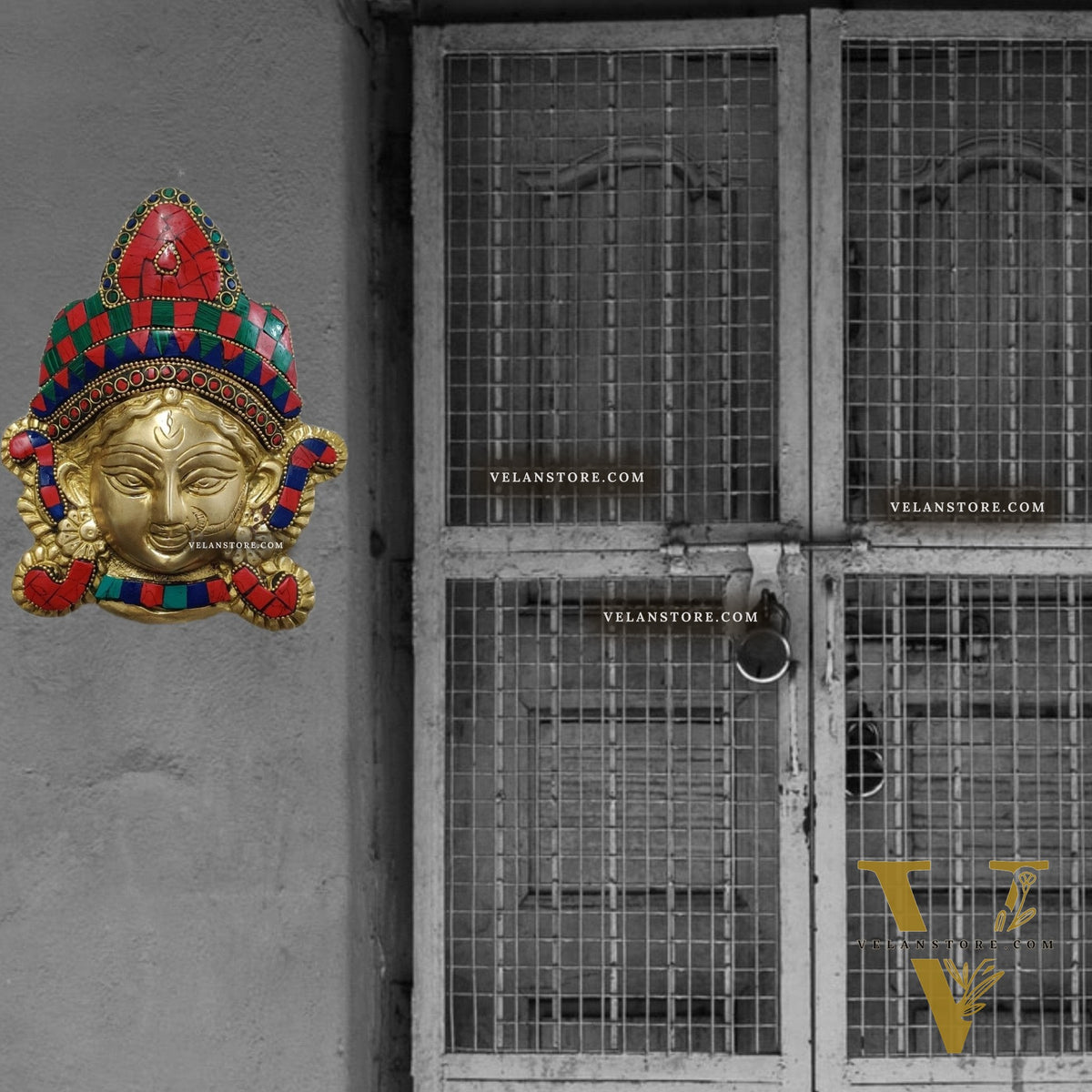 Durga Maa Face Wall Mount Stonework