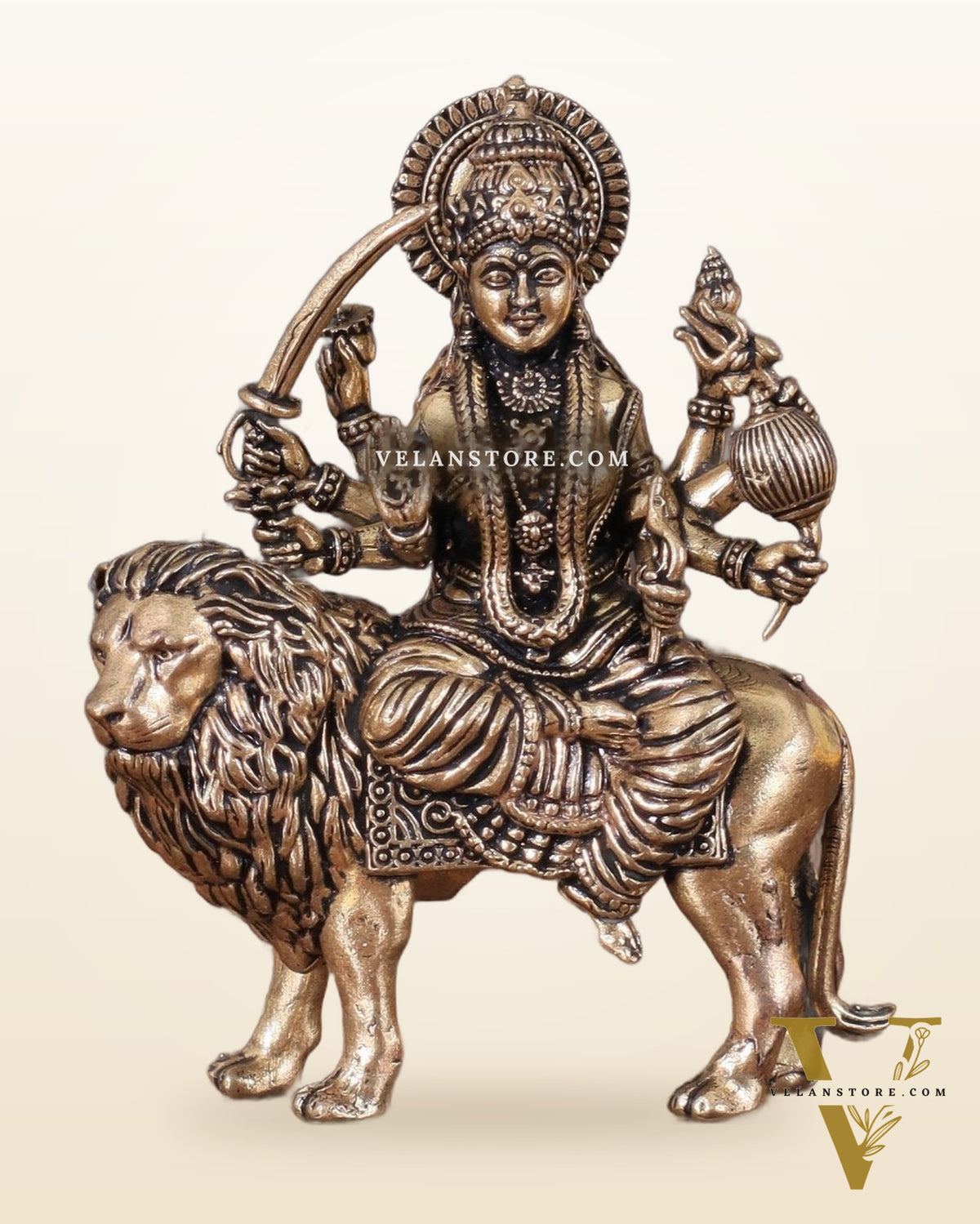 Durga Pure Brass Intricate idol 3"