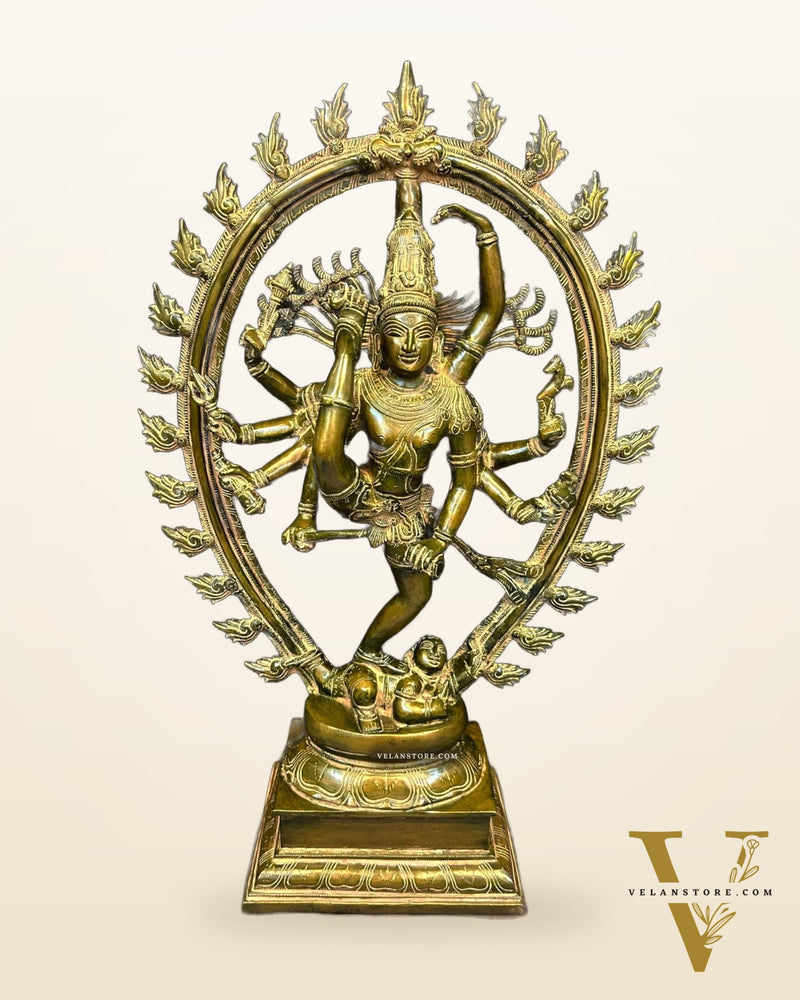 Dynamic Brass Urdhava Tandava Nataraja Statue - 24.5in