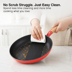 Prestige Castlite Enamel Coated Cast Iron Fry Pan 20cm/0.8L, Lightweight, Stay-Cool Handle + Prestige Castlite Enamel Coated Cast Iron Kadai 24cm/2.3L with Glass Lid, Gas & Induction, 15Y Warranty