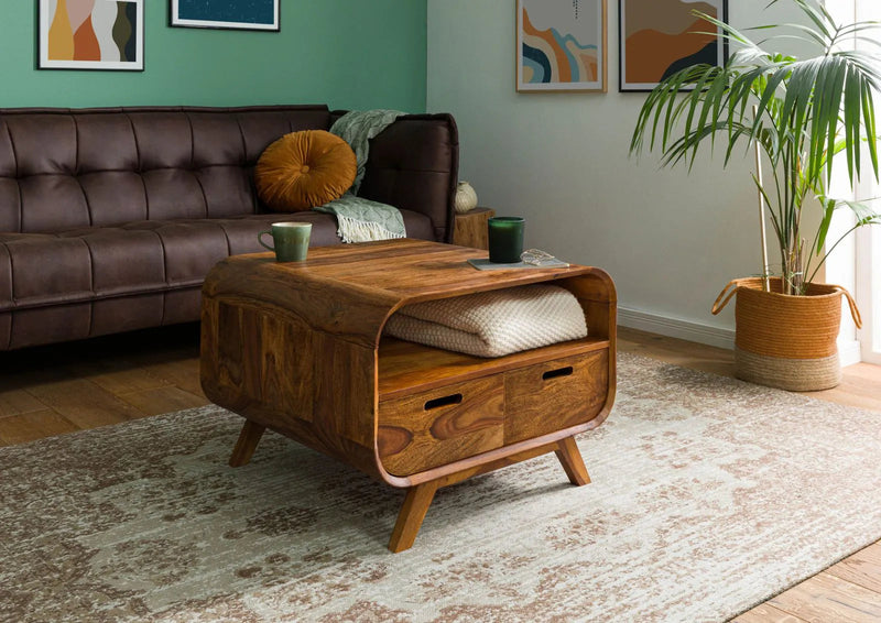 Marwar Solid Sheesham Wood Coffee Table with Storage