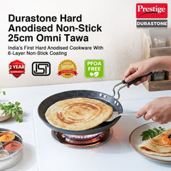Prestige Durastone Hard Anodised 6 Layer Non-Stick Omni Tawa, 25 cm (Black), Prestige Durastone Hard Anodised 6 Layer Non-Stick Fry Pan, (24 cm, 1.9 Litre) (Black)
