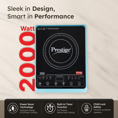 Prestige PIC 29.0 Induction Cooktop 2000W with Preset Indian Menu Options, Blue + Prestige TRIPLY Splendid 4 Pc Cookware Set: Fry Pan 22cm, Kadai 22cm, Saucepan 14cm, SS Lid 24cm, 15Y Warranty