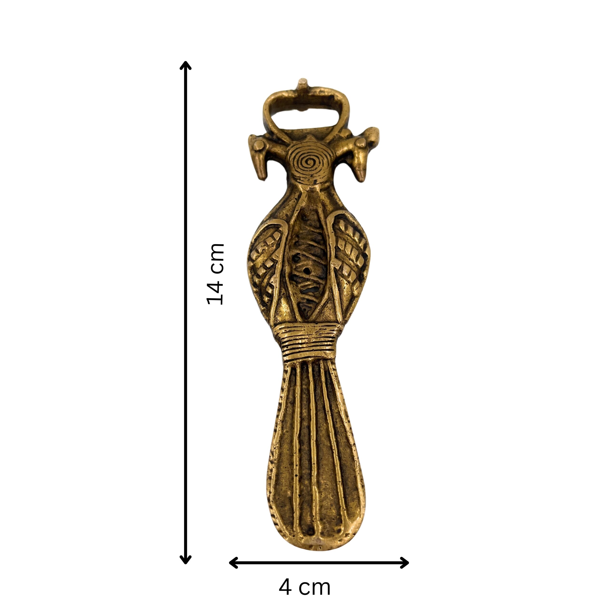 Bhunes Brass Bastar Art - Bottle Opener, Tribal Handmande,Gold, 5.5 Inch, 1 Piece