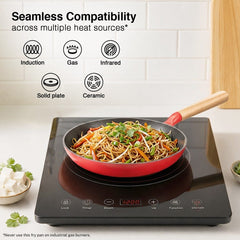 Prestige Castlite Enamel Coated Cast Iron Fry Pan 20cm/0.8L, Lightweight, Stay-Cool Handle + Prestige Castlite Enamel Coated Cast Iron Kadai 24cm/2.3L with Glass Lid, Gas & Induction, 15Y Warranty