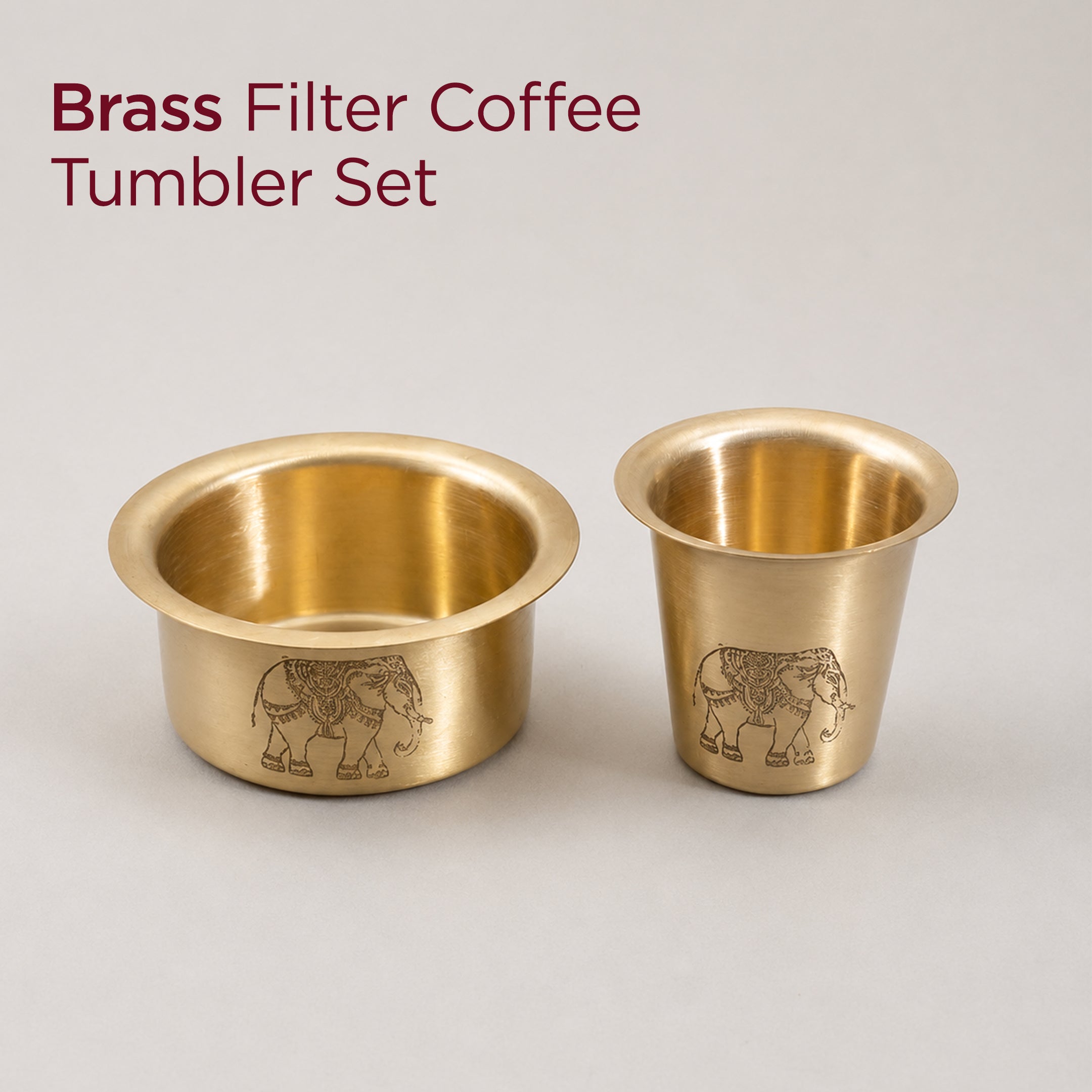 Traditional South Indian Brass Filter Coffee Tumbler Set | Brass Cup and Dabra Set of 1