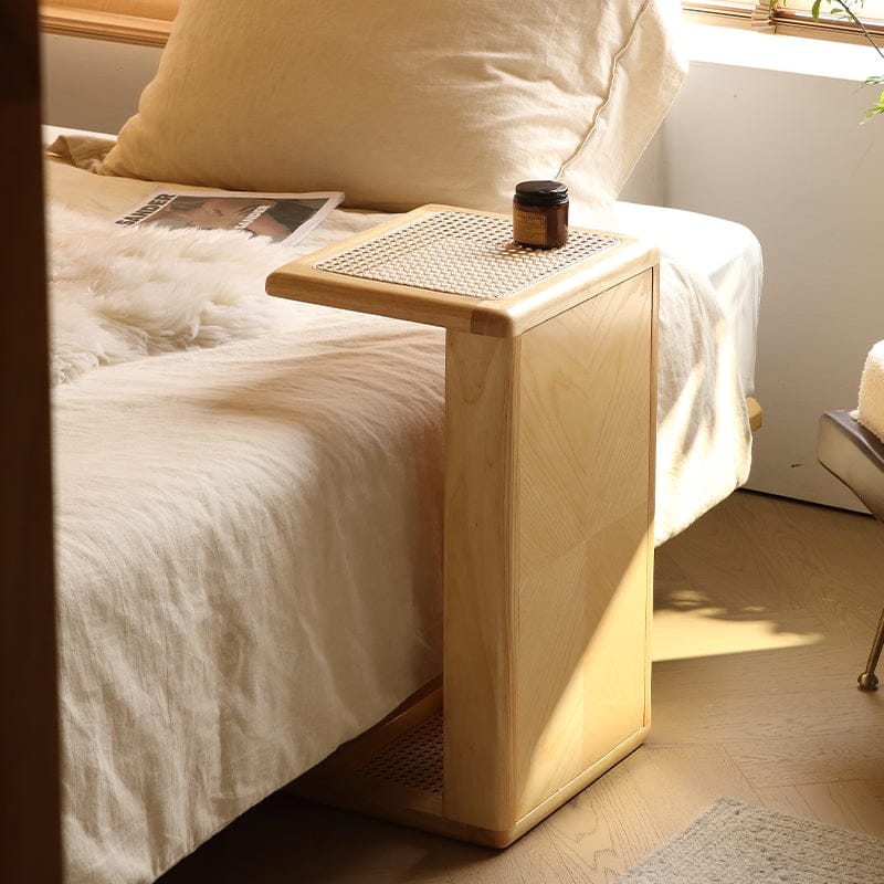 All-in-one Rattan End Table Snack Side Table