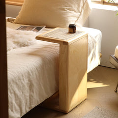 All-in-one Rattan End Table Snack Side Table