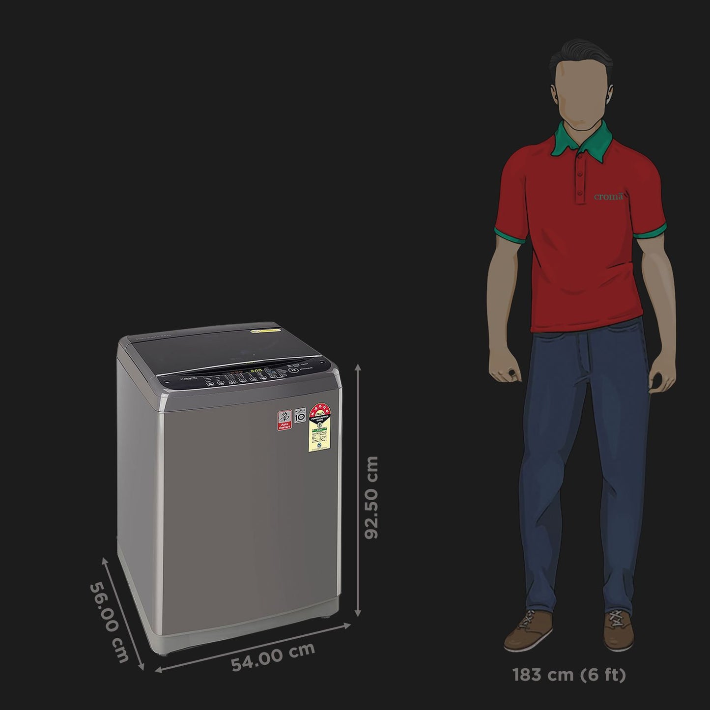 LG 8 kg 5 Star Inverter Fully Automatic Top Load Washing Machine (T80AJMB1Z.ABMQEIL, Stainless Steel Tub, Middle Black)