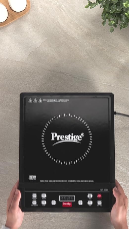 Prestige IRIS ECO 1200 W Induction Cooktop with automatic voltage regulator |Indian Menu option|Power Saver|Timer with User Pre-Set|1 year warranty|Black