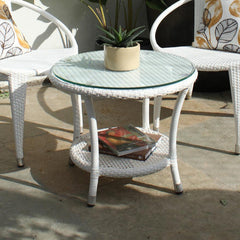 Shibbu Outdoor Patio Seating Set 2 Chairs and 1 Table Set (White)