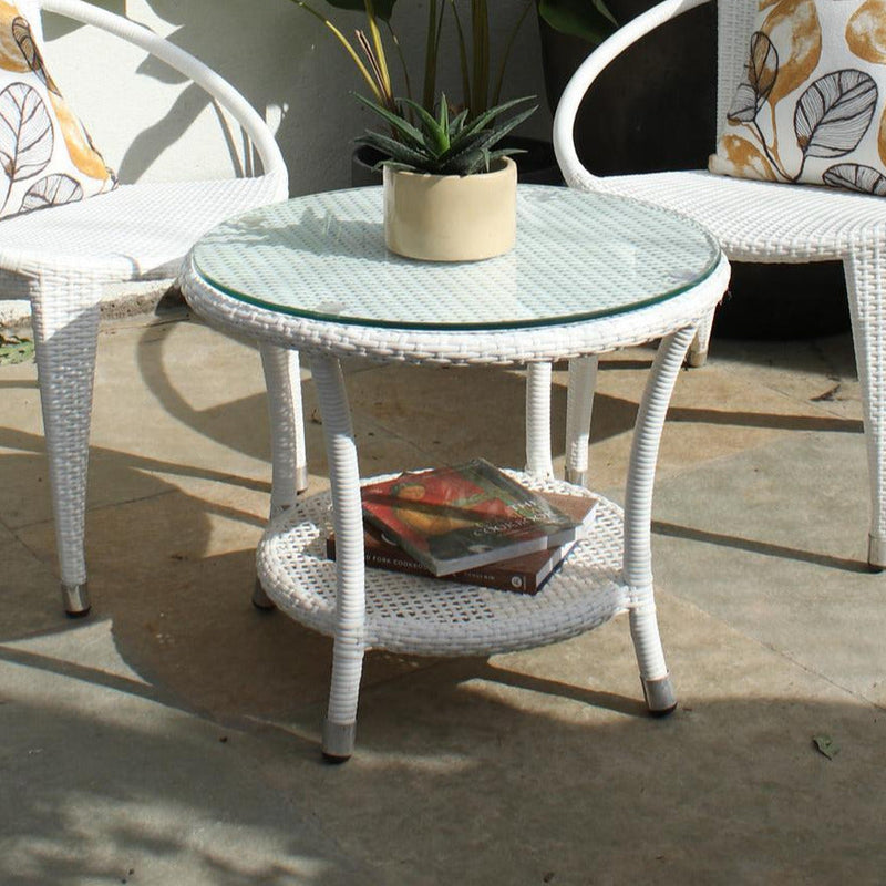 Shibbu Outdoor Patio Seating Set 2 Chairs and 1 Table Set (White)