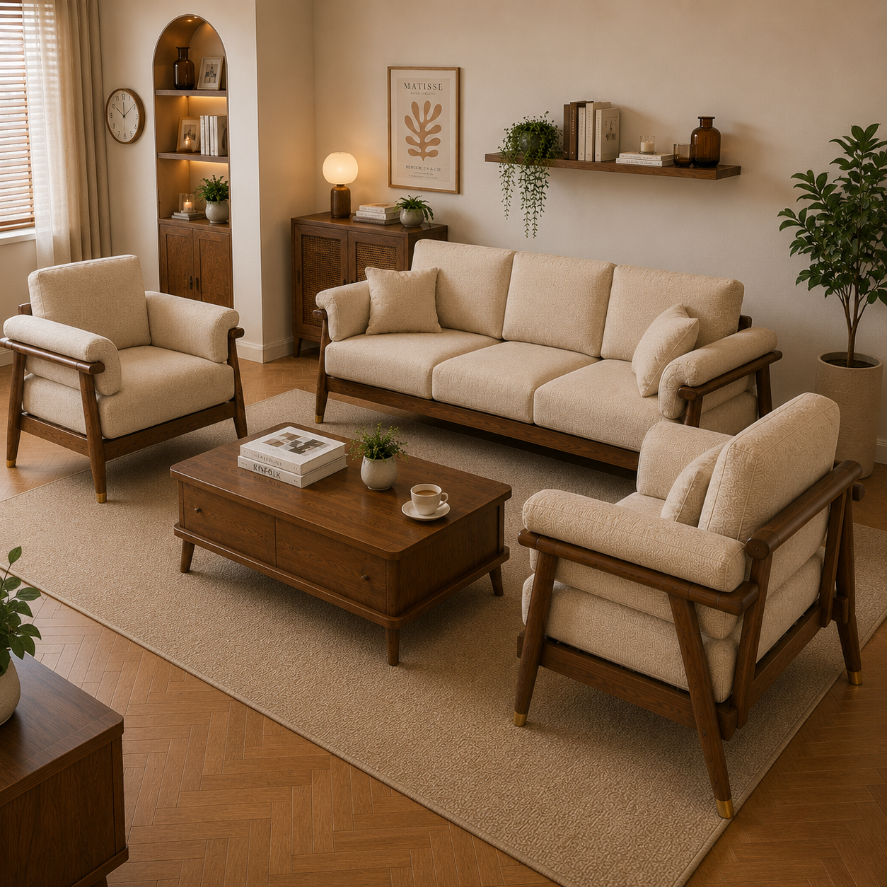 Mamta Milano Luxury Italian 3+1+1 Seater Sofa Set