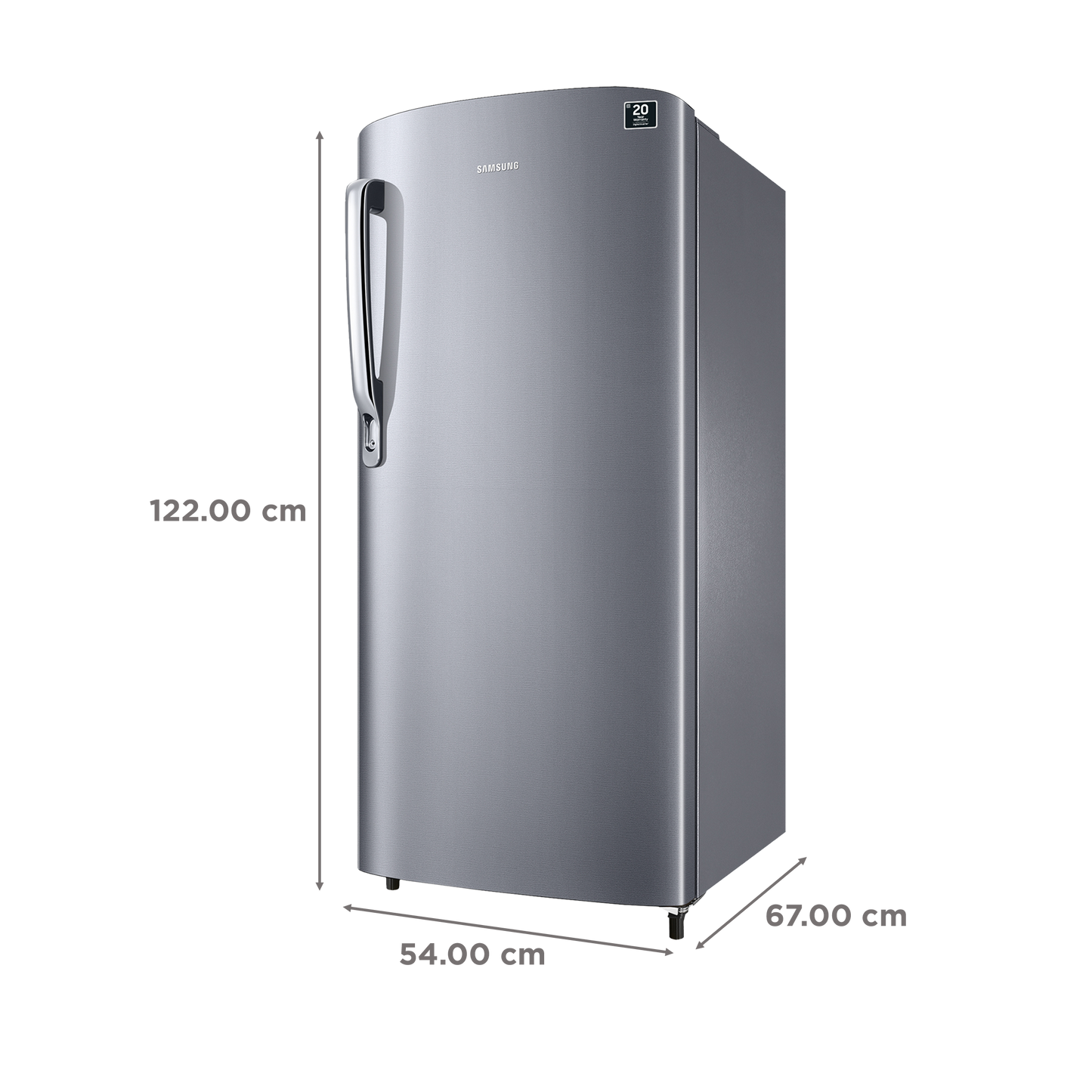 SAMSUNG Stylish Grande 183 Litres 2 Star Direct Cool Single Door Refrigerator with Stabilizer Free Operation (RR20C2412GS/NL, Grey Silver)