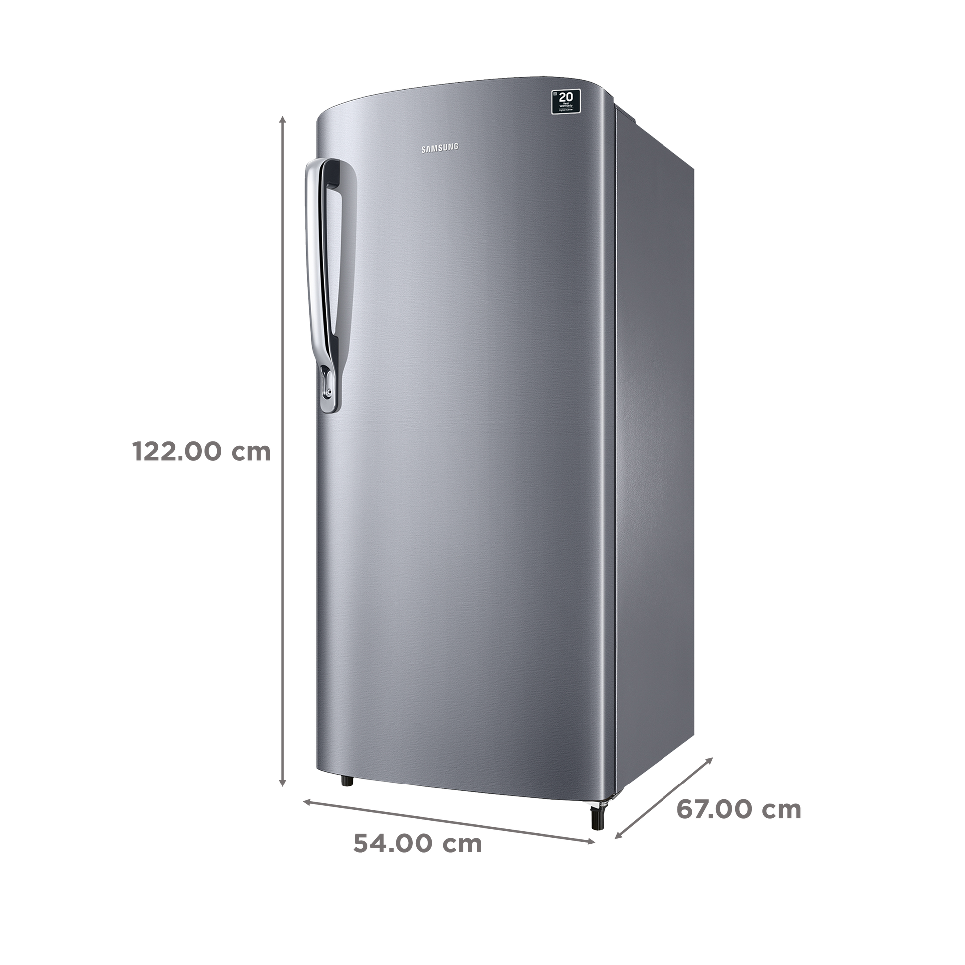 SAMSUNG Stylish Grande 183 Litres 2 Star Direct Cool Single Door Refrigerator with Stabilizer Free Operation (RR20C2412GS/NL, Grey Silver)