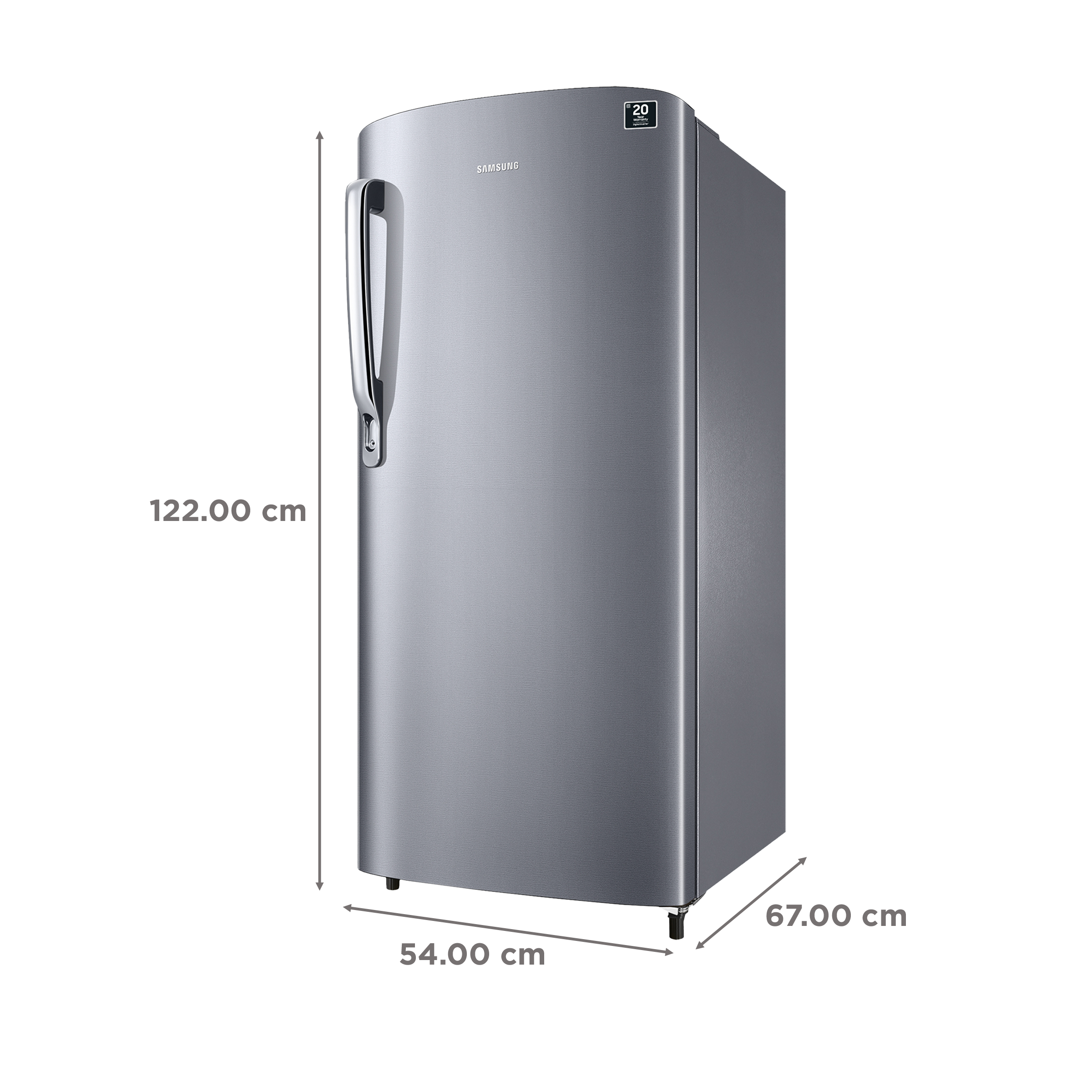 SAMSUNG Stylish Grande 183 Litres 2 Star Direct Cool Single Door Refrigerator with Stabilizer Free Operation (RR20C2412GS/NL, Grey Silver)