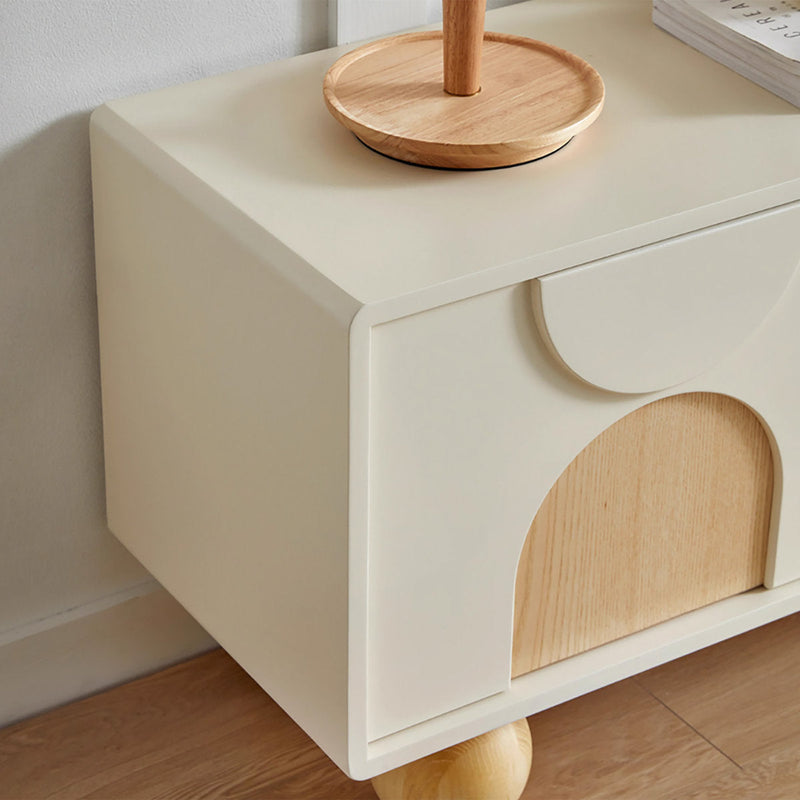 78.7'' W Beige Storage Tv Stand Solid Wood Cabinet For Living Room Five Legs