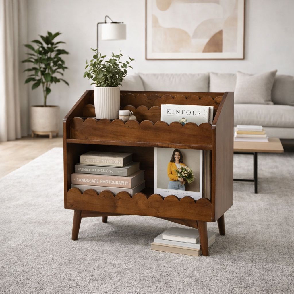Indiana Scalloped Edge Solid Wood Bookrack