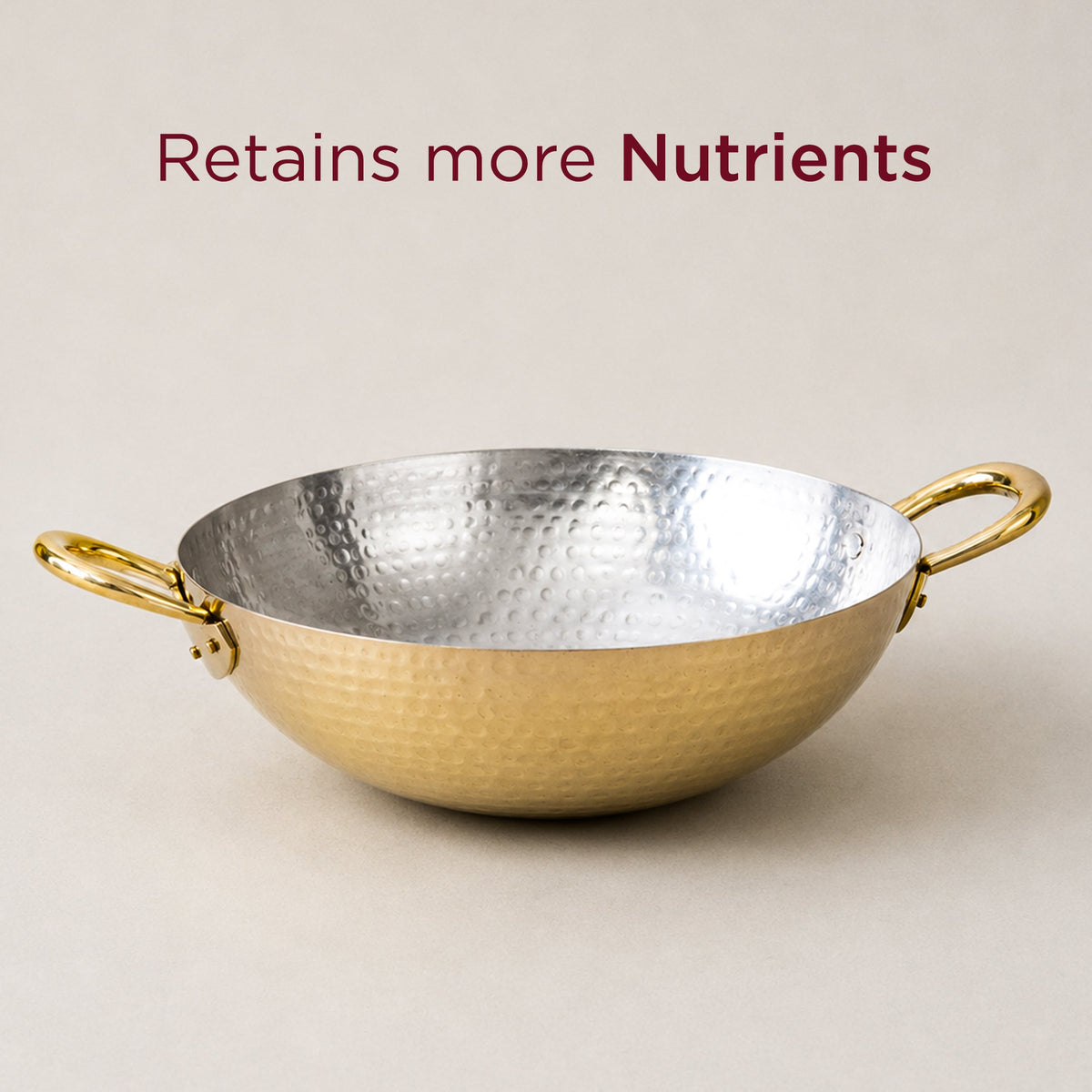 Traditional Brass Kadhai with Tin Coating and Glass Lid (Round Base) • 2.5 Litres | Total Weight w/ Lid: ~1.7 kg