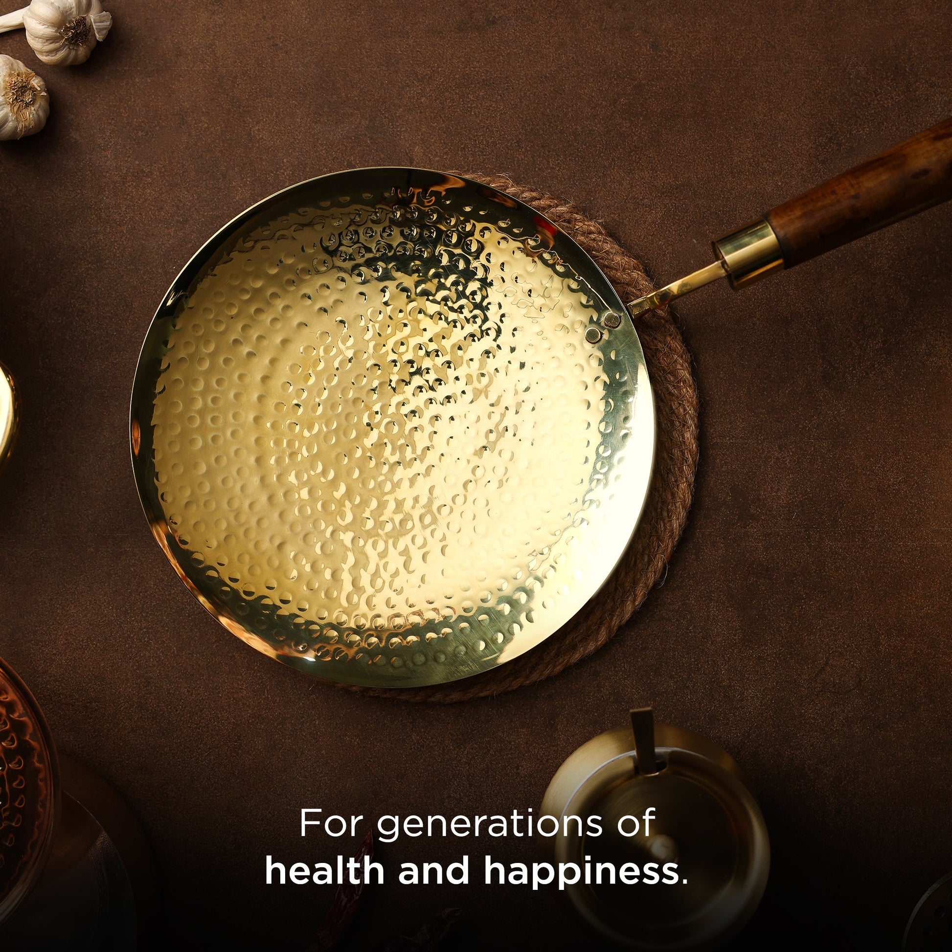 Traditional Brass Tawa | Authentic Dining Collection | 25.5 cm | Total Weight: ~1 kg