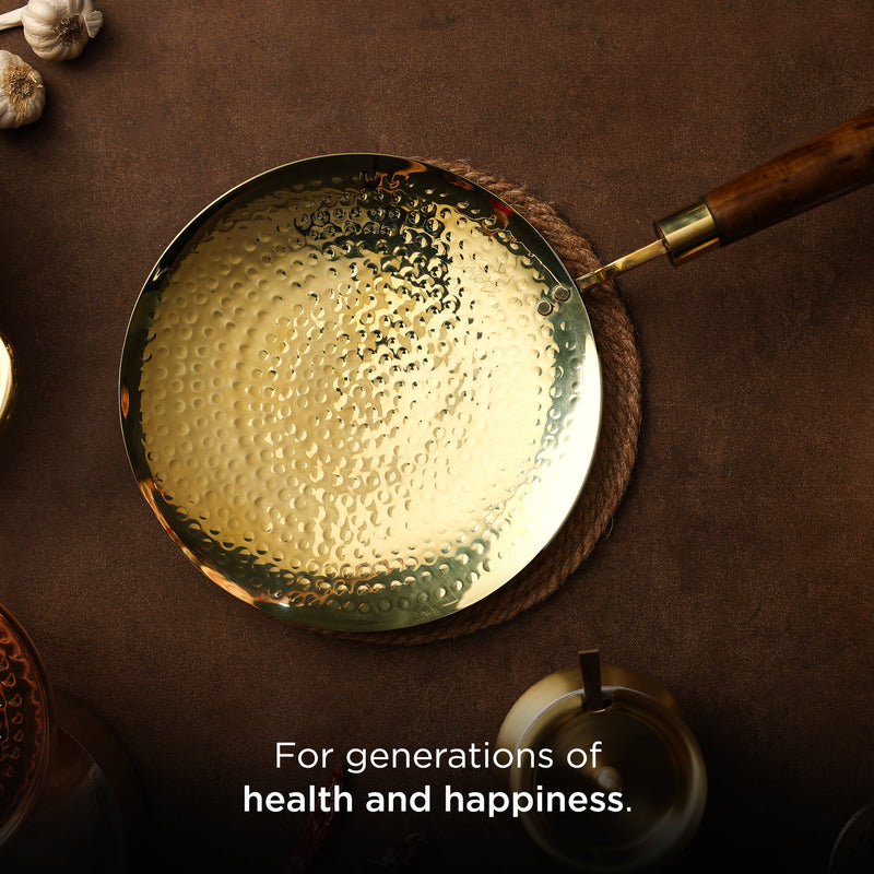 Traditional Brass Tawa | Authentic Dining Collection | 25.5 cm | Total Weight: ~1 kg
