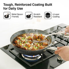 Prestige Durastone Hard Anodised 6 Layer Non-Stick Omni Tawa, 25 cm (Black), Prestige Durastone Hard Anodised 6 Layer Non-Stick Fry Pan, (24 cm, 1.9 Litre) (Black)