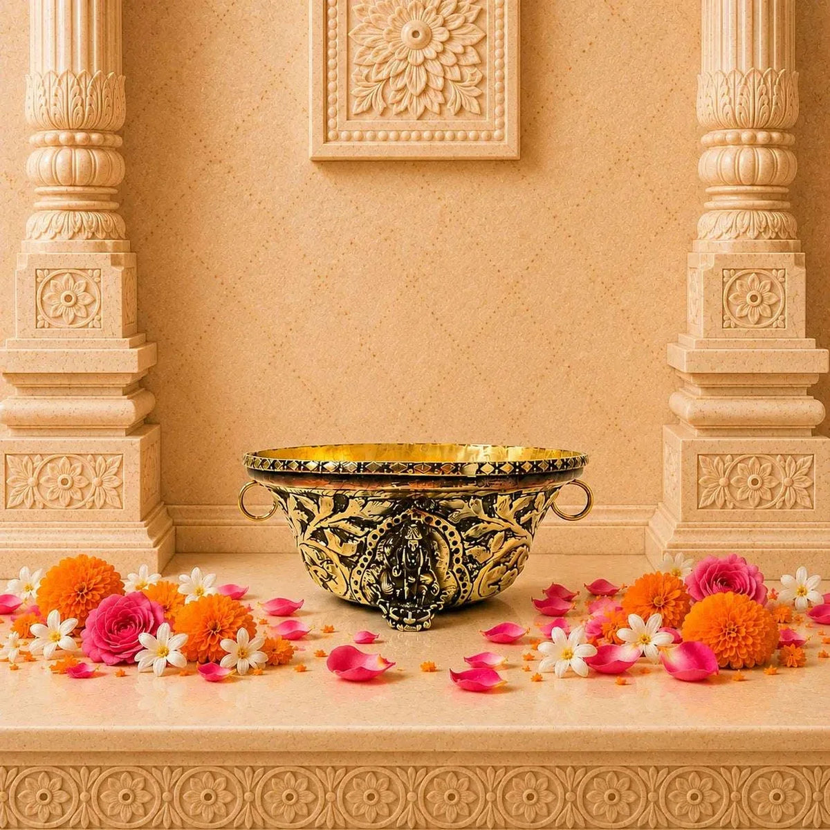 Brass Ashtalakshmi & Balaji Lakshmi Decorative Bowl
