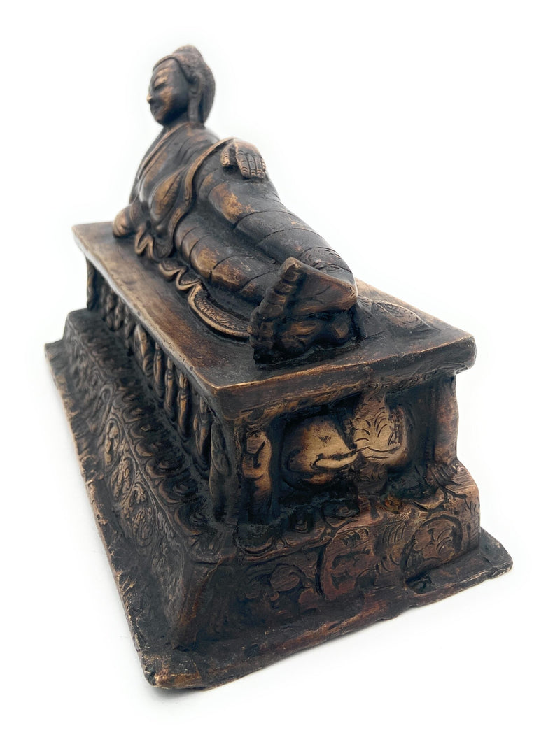 Brass Sleeping Buddha Idol | Reclining Buddha Statue Murti Sculpture for Home Decor, Pooja, Meditation & Gifts,Gold, 7 Inch, 1 Piece