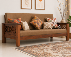 Elite Benz Handcrafted Solid Wood 3 Seater Sofa