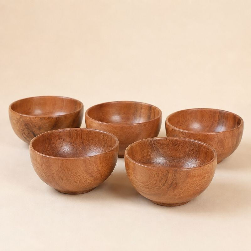 Wood Eating Bowl Set of 6 | Wooden Eating Bowls | Eating Bowl Set Wooden Set of 6