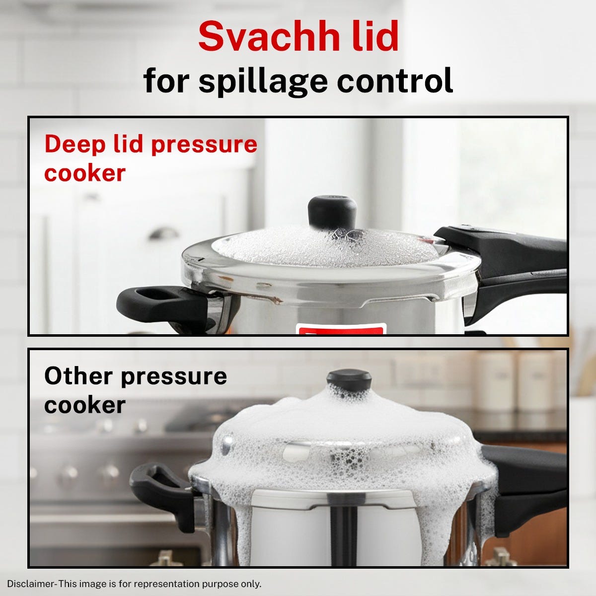 Prestige 3 Litre TRIPLY Svachh Outer Lid Pressure Cooker, Deep Lid Spillage Control, Gas & Induction + Prestige Platina Popular Stainless Steel Impact Forged Bottom Kadai with Glass Lid, 24cm, 2.8 L