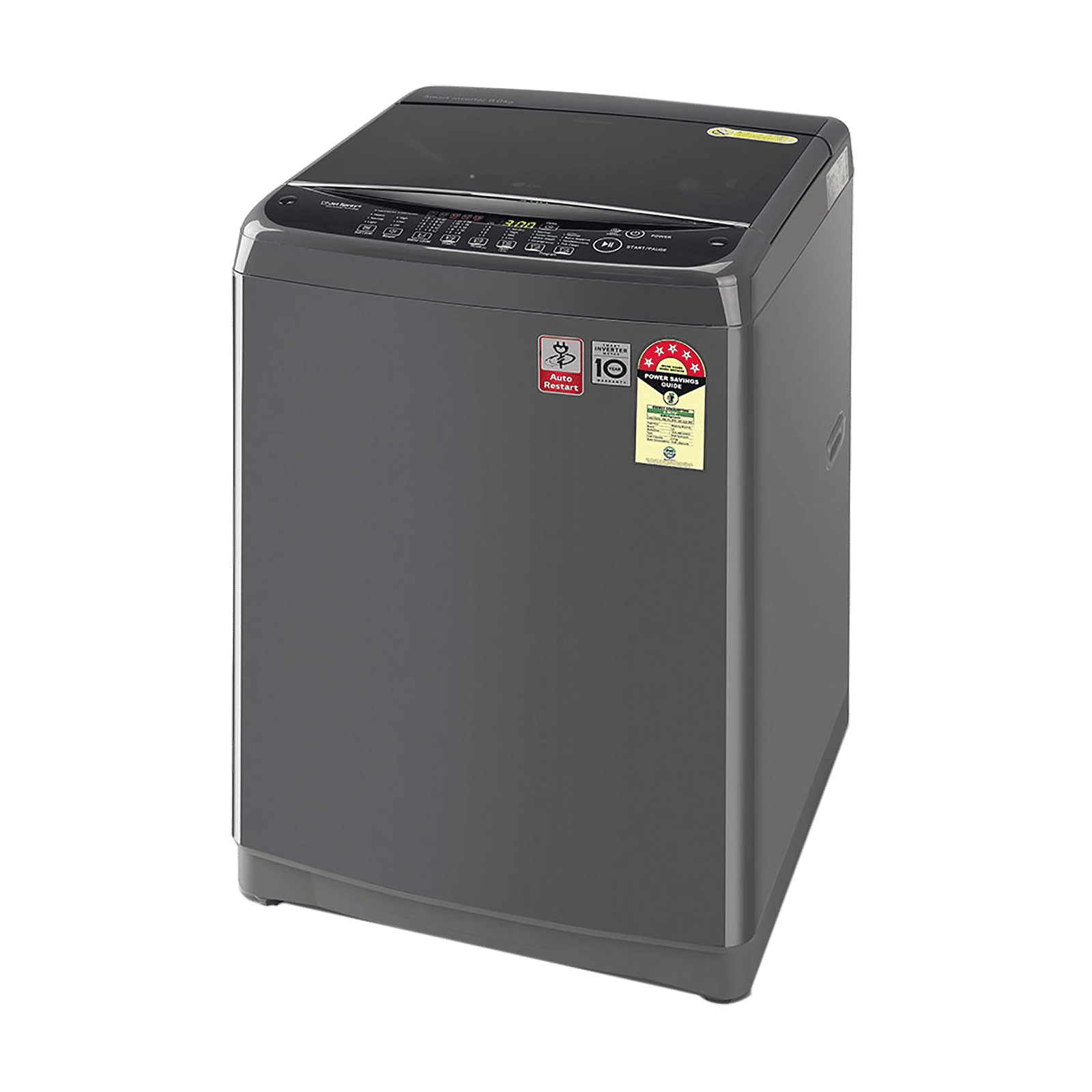 LG 8 kg 5 Star Inverter Fully Automatic Top Load Washing Machine (T80AJMB1Z.ABMQEIL, Stainless Steel Tub, Middle Black)