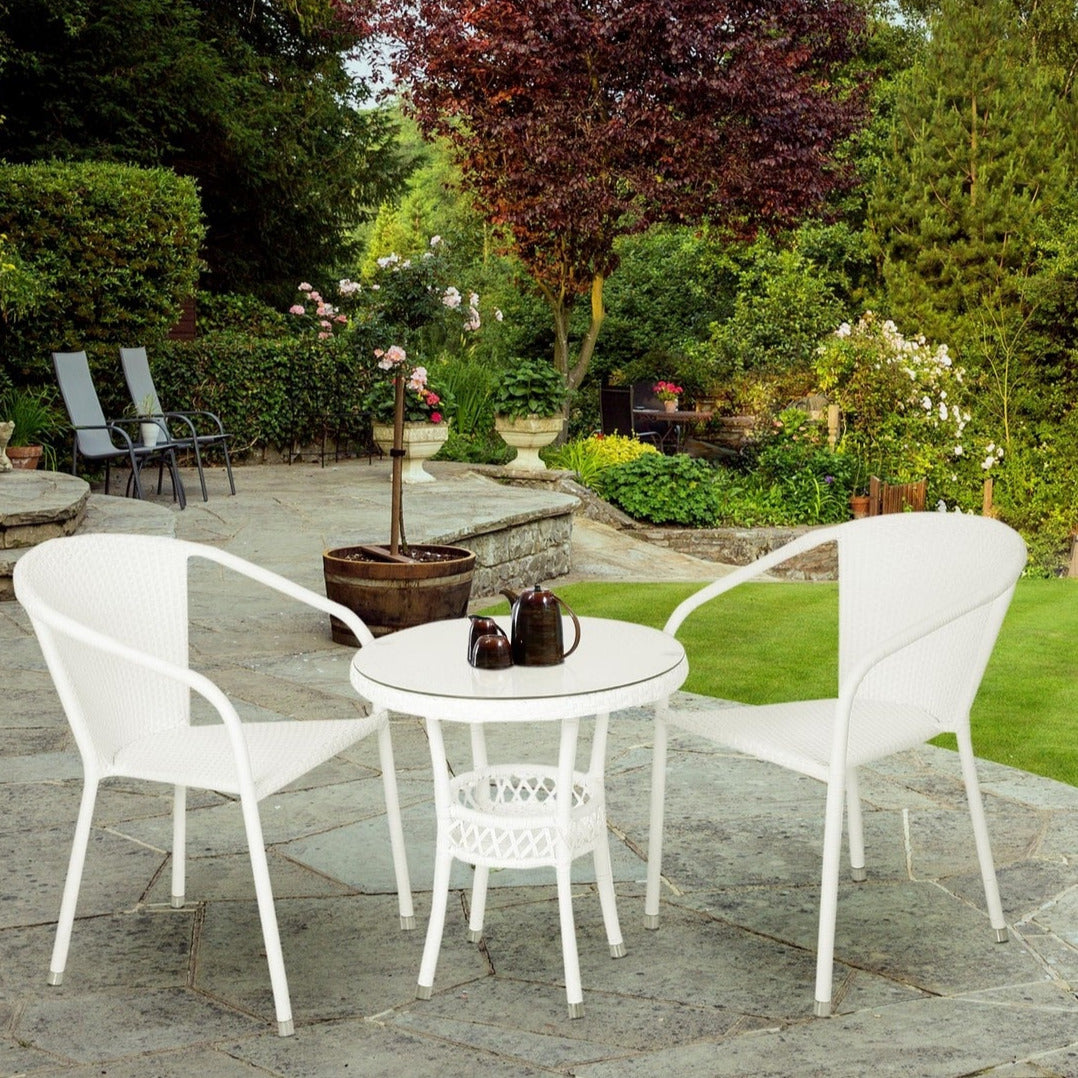 Gus Outdoor Patio Seating Set 2 Chairs and 1 Table Set (White)