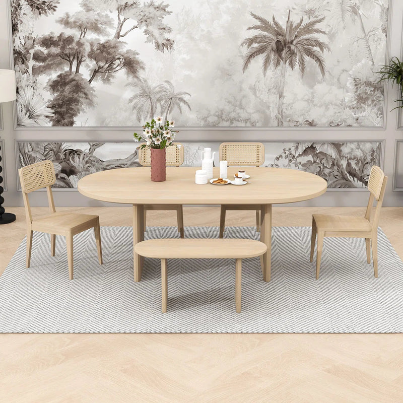 Austin Oval Dining Table Set – Lightwood 6-Seater