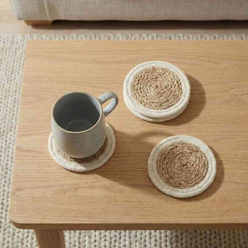 Stylish Natural Jute Coaster Set of 4