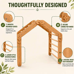 Natural Wood Multi-Shape Convertible Montessori Climbing Frame for Kids