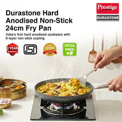 Prestige Durastone Hard Anodised 6 Layer Non-Stick Omni Tawa, 25 cm (Black), Prestige Durastone Hard Anodised 6 Layer Non-Stick Fry Pan, (24 cm, 1.9 Litre) (Black)