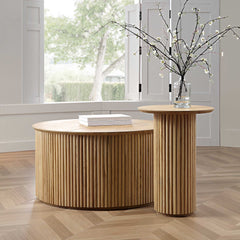 Velin Solidwood Round Coffee Table with Storage