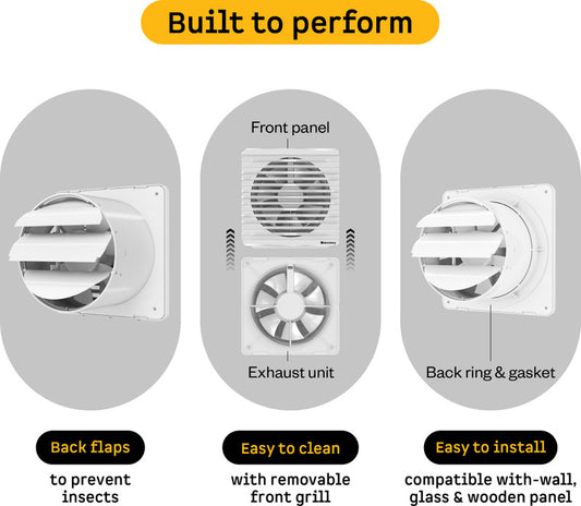 Efficio Orb(6 Inches)|6.8W|Low Noise|Easy to Clean|Installation-Round Cut(153mm) with 2 Year Warranty BLDC Motor 150 mm Exhaust Fan