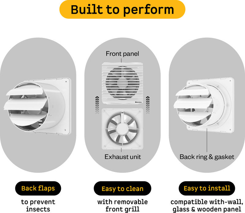 Efficio Orb(6 Inches)|6.8W|Low Noise|Easy to Clean|Installation-Round Cut(153mm) with 2 Year Warranty BLDC Motor 150 mm Exhaust Fan