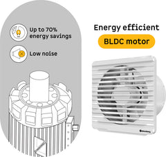 Efficio Orb(6 Inches)|6.8W|Low Noise|Easy to Clean|Installation-Round Cut(153mm) with 2 Year Warranty BLDC Motor 150 mm Exhaust Fan