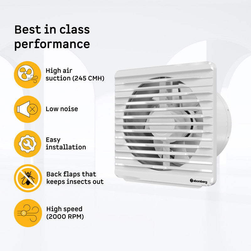 Efficio Orb(6 Inches)|6.8W|Low Noise|Easy to Clean|Installation-Round Cut(153mm) with 2 Year Warranty BLDC Motor 150 mm Exhaust Fan