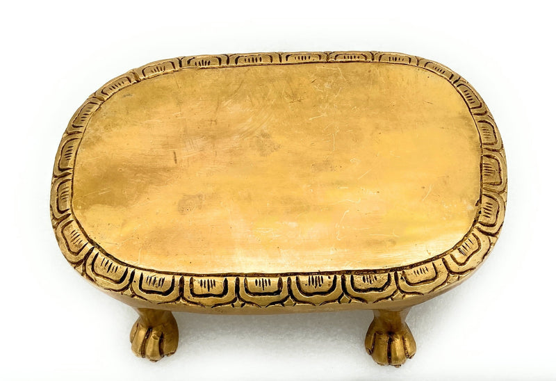 Brass Handcrafted Pooja Chowki, Traditional Peetha Sinhasan for Idols, Mandir & Kalash Stand, Gold, 2.5 Inch, 1 Piece