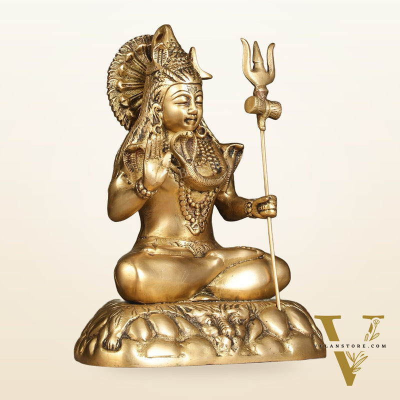 Elegant 10.5-Inch Brass Lord Shiva Idol