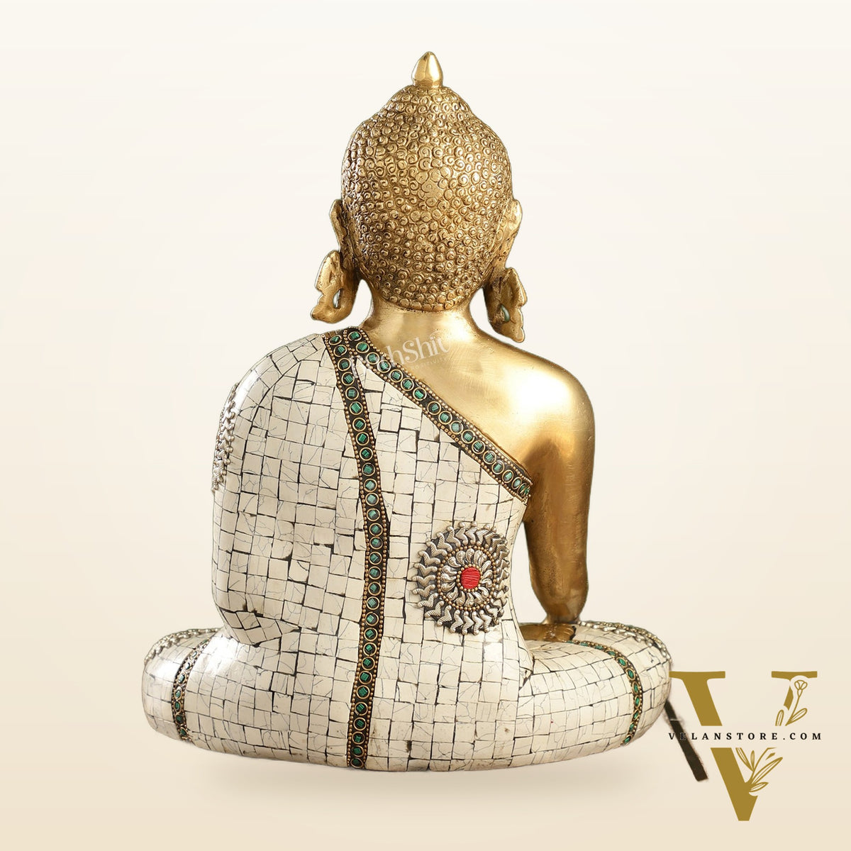 Elegant 12-Inch Brass Buddha Statue | Serene Meditative Pose