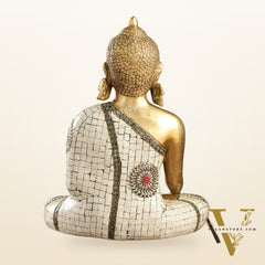 Elegant 12-Inch Brass Buddha Statue | Serene Meditative Pose