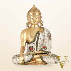Elegant 12-Inch Brass Buddha Statue | Serene Meditative Pose