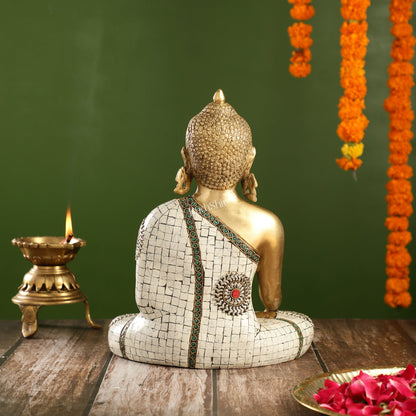 Elegant 12-Inch Brass Buddha Statue | Serene Meditative Pose