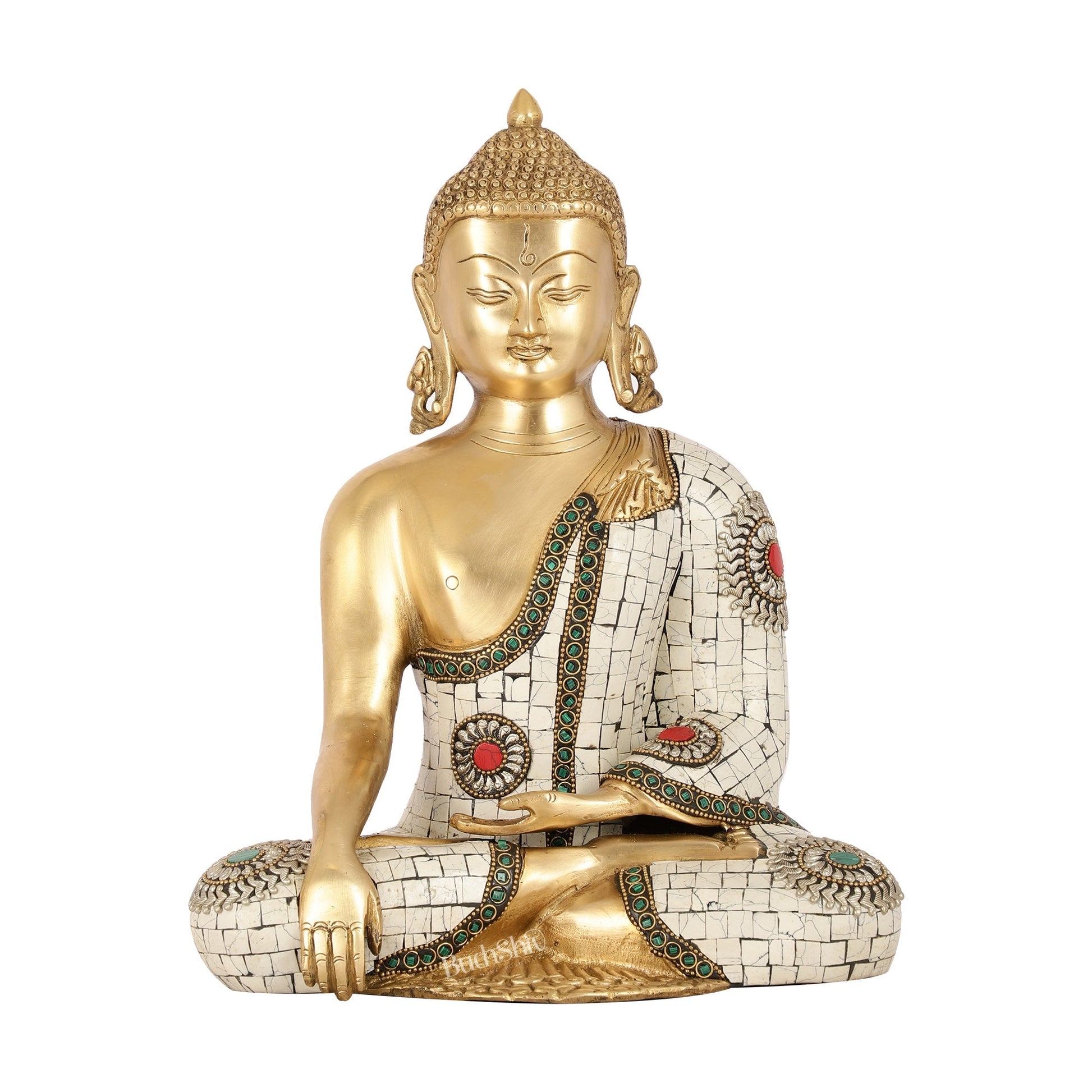 Elegant 12-Inch Brass Buddha Statue | Serene Meditative Pose
